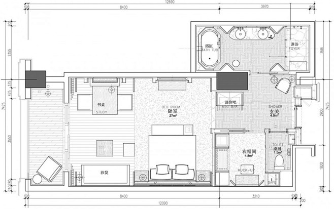 别墅二层平面设计图 | floor pl...