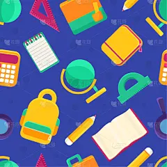 绘画插图,四方连续纹样,重返校园,古老的,纺织品,设计元素,矢量,壁纸,脐钉,教育