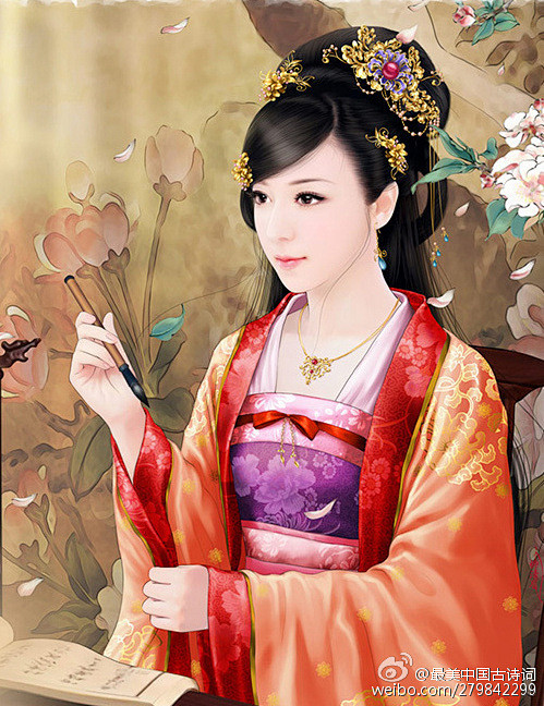 墨里执笔，静听心音，一人静，满树花开，一...