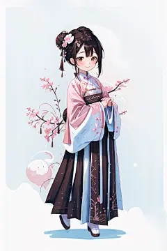 卡通可爱少女古装美女汉服女生人物插画
