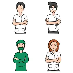 手绘Q版简约日系可爱卡通男女人物动作平面UI矢量插画AI设计素材