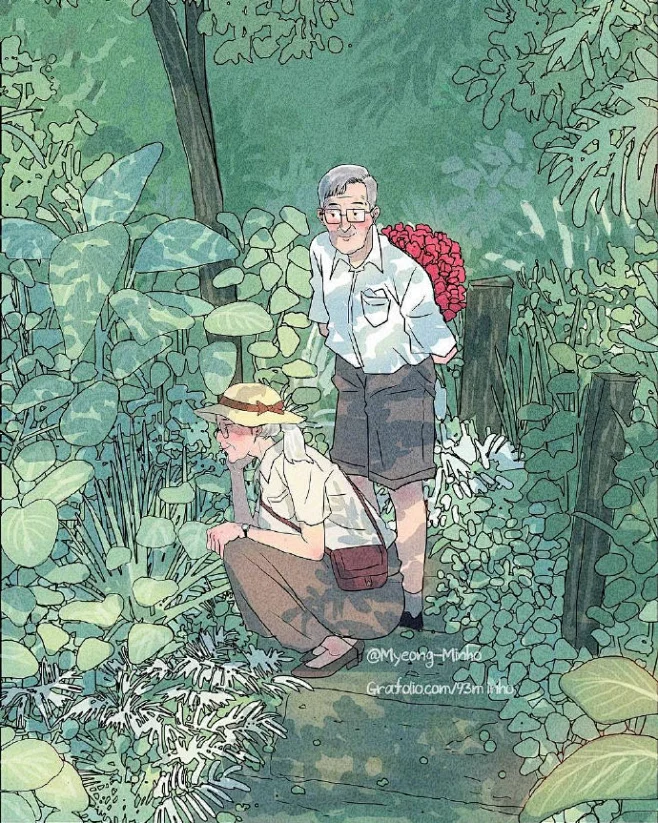 执子之手，与子偕老 插画作者：Myeong-Minho -花瓣网