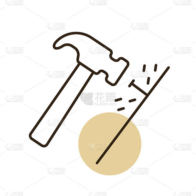 锤子和钉子矢量孤立的平面图标