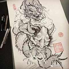 【纯针时代刺青】漏漏采集到纹身手稿
