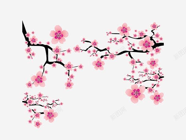 粉色日本元素樱花枝头装扮高清素材 日本元...
