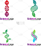 set dna with leaf logo design concept