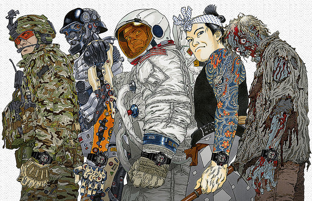 东瀛插画风大友克洋原画宣传gshock超强悍新表rangeman