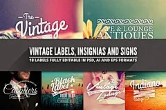 经典logo英文字母素材AI矢量标志PSD图标模板素材 Vintage Badges, Insignias &amp; Signs