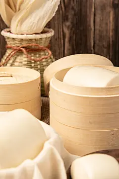 馒头早餐面点面食美食摄影图