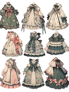 洛丽塔｜oc连衣裙穿搭手帐插画素材26弹