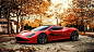 General 3840x2160 vehicle car sports car Super Car  sunset Aston Martin Aston Martin DBC concept cars red cars leaves urban trees front angle view