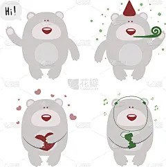 一组有趣的庆祝熊
