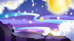 卡通唯美手绘梦幻风景插画女孩麋鹿鲸鱼森林梦境PSD模板设计素材