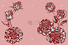 很棒的玫瑰花朵。手绘墨水插图。邀请、贺卡