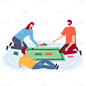 SVG-人物玩游戏场景贴纸