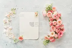 水香花菜,请柬,贺卡,花瓣,玫瑰,空白的,背景聚焦,结婚请柬,平视角,妇女问题