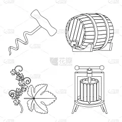 饮料,图标集,工业,式样,桶,压力,苹果酒,法国,植物群,葡萄