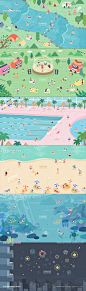 夏日海边沙滩露营市集音乐节插画KV主视觉活动展板海报Ai设计素材-淘宝网