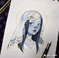 插画丨每天画一张奇幻人物小水彩，感觉装了整个星空
