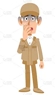 一个穿着工作服的人是焦虑的