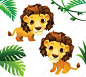 动物收藏: 狮子与热带框架