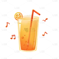 手绘-黄色夏季元素-饮料
