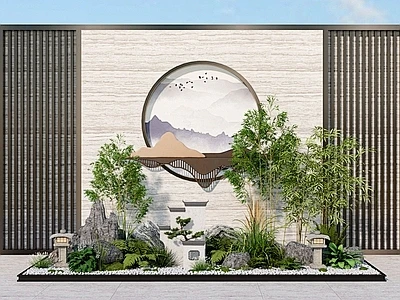 新中式景观庭院小品 竹子 植物造景 假山石头 植物堆【ID:1131729985】-花瓣网