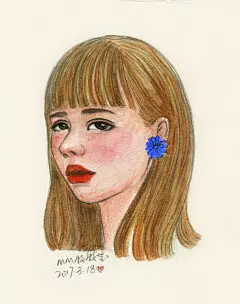 插画，手绘，唯美，头像，绘画，森系女孩， 彩妆，心情