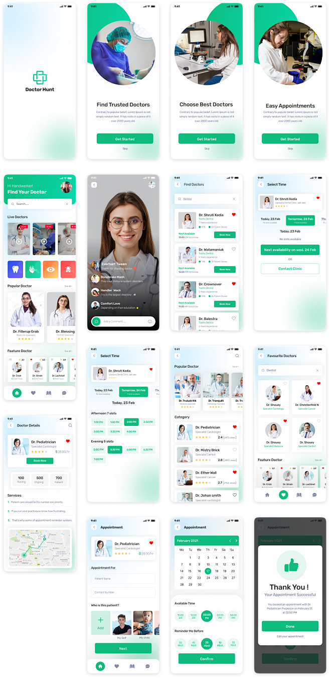 成套医疗app UI设计素材下载 - 医疗健康主题UI界面设计 figma格式-UI/UX-到位啦UI