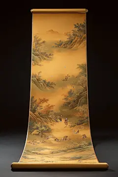 古典卷轴画绘画背景素材