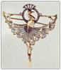 Rene Lalique. Peacock Brooch. Gold, diamond, plique à jour enamel.: 
