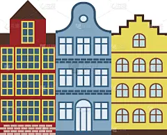 传统的老建筑阿姆斯特丹住宅荷兰建筑传统旅游向量