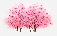 创意手绘红色的桃花树园林免抠素材_新图网 https://ixintu.com 创意 园林 桃花 红色