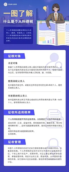 融媒体个人所得税插画长图海报