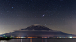 晚上,天空,星星,富士山风景桌面壁纸
