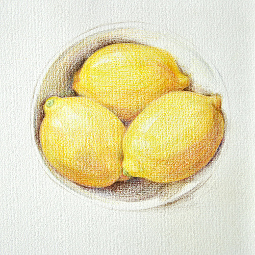 手绘彩铅柠檬