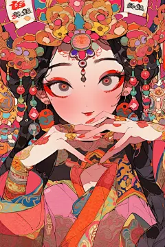 国潮花旦插画形象