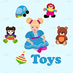 玩具,女孩,色彩鲜艳,组物体,可爱的,泰迪熊,纺织品,汽车,坐,休闲