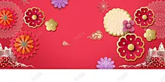 新年春节红色大气立体3d中国风背景banner高清素材 3D banner 中国年 创意 新年 新式 新春 春节 立体 立体花 简约背景 红色背景 背景 设计图片 免费下载 页面网页 平面电商 创意素材
