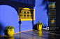 Sunlight falls on the blue and yellow house in the Jardin Majorelle, Marrakech, Morocco, Africa详情 - 创意图片 - 视觉中国 VCG.COM