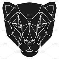黑头猎豹或黑豹的黑色几何形状的头非洲的多边形抽象动物