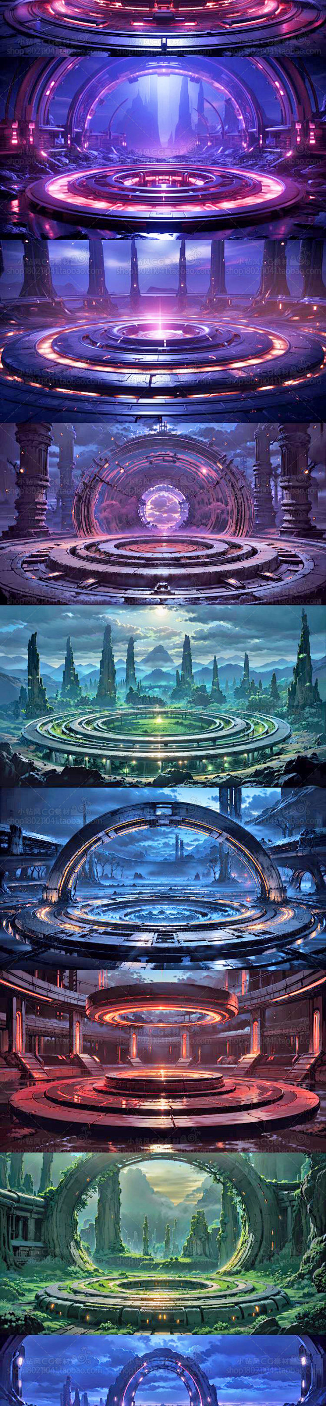 AI圆形时空之门设定图 科幻传送门插画设计 影视游戏概念设计资源