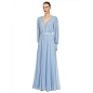 Blue Chiffon Lace Trim Maxi Dress