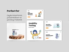 手绘矢量商业漫画风格2.5D插画数字营销机构技术公司设计素材模板