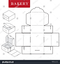Package for bakery.Vector Illustration of Box.Package Template. Isolated White Retail Mock up.No glue.