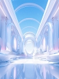 Eexterior of a whole abstract hall,true white,futurism,modernist,minimalist,3d rendering,overexposure,spot light,bright,super detail,