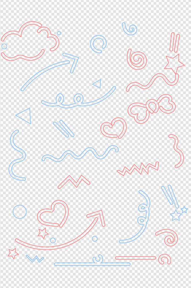 小清新手绘装饰线条涂鸦卡通小元素素材