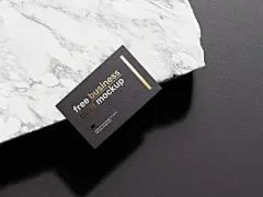 放在大理石上的名片镀金设计提案样机模板 Business Cards Mockup