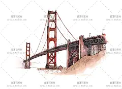 gq319JPG水彩手绘插画风格世界名胜建筑古迹地标高清图片海报素材-淘宝网