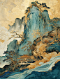 鎏金山水画海报
